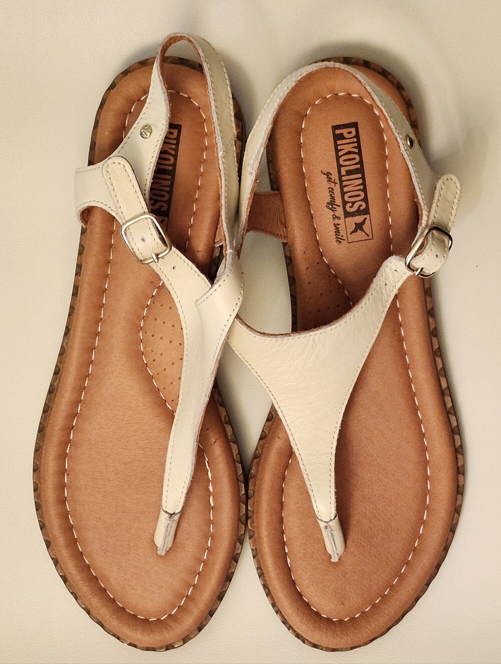 Pikolinos Women’s Algar Wox Sandals Size 39 Brandy Color(White/brown) New No Box